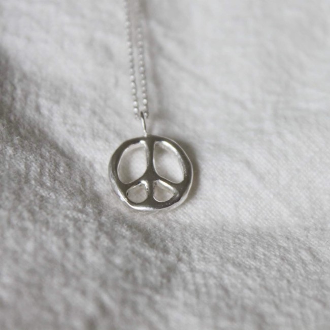 Recycled Silver Peace Sign Necklace