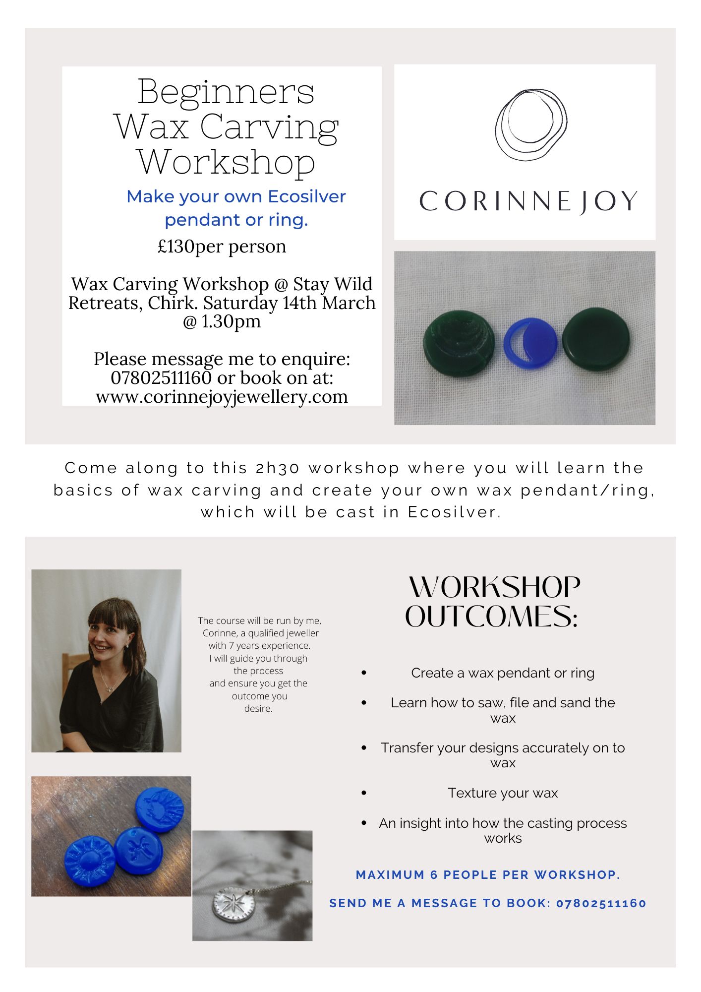 Wax Carving - Pendant workshop 14th March Chirk